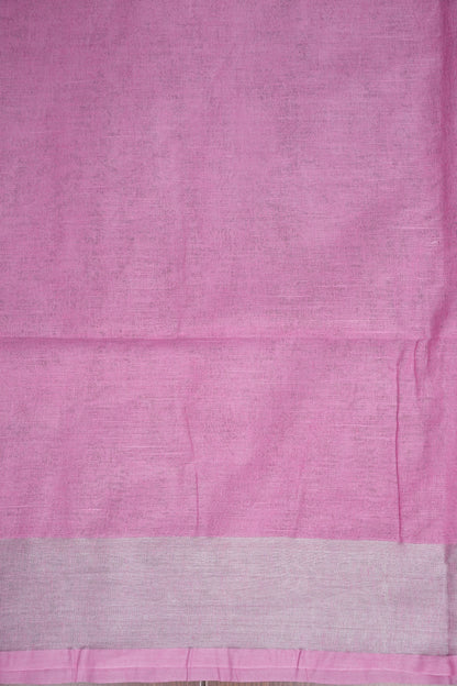 Pure Linen Saree – Soft Baby Pink with Silver Zari Stripes