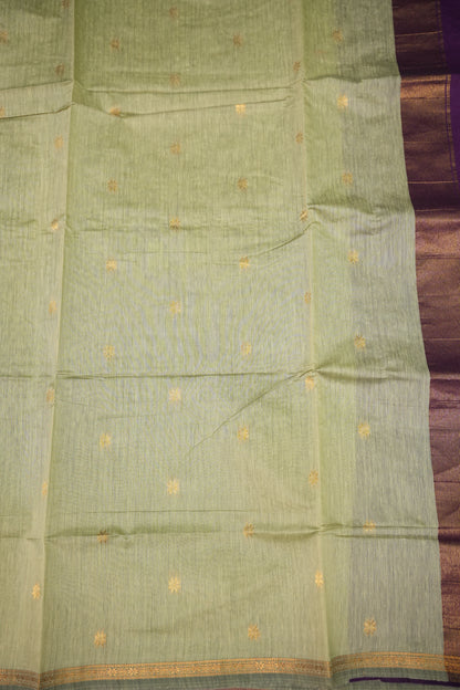 Maheshwari Silk Cotton Saree|Sage Green and Purple