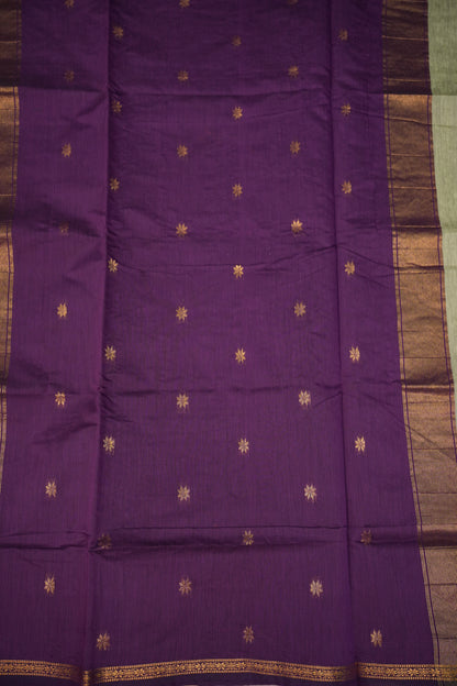 Maheshwari Silk Cotton Saree|Sage Green and Purple