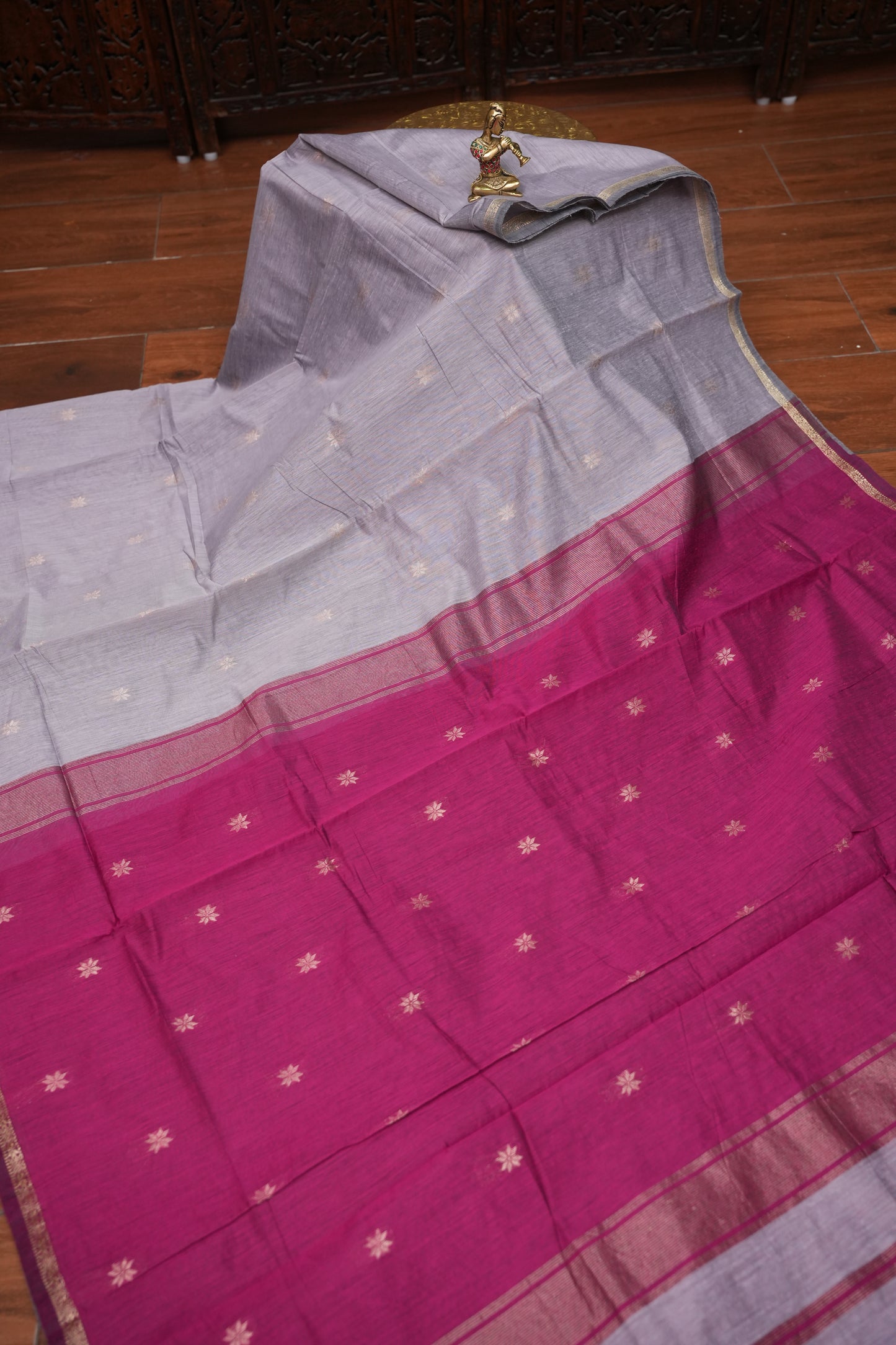 Maheshwari Silk Cotton Saree|Lavender and Pink