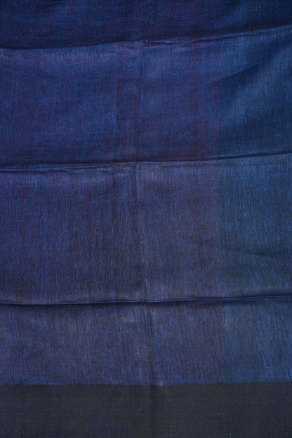 Half and Half Pure Linen Saree with Textured Jute Linen Pallu-Royal Blue & Wine