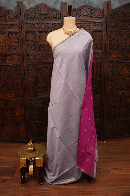 Maheshwari Silk Cotton Saree|Lavender and Pink