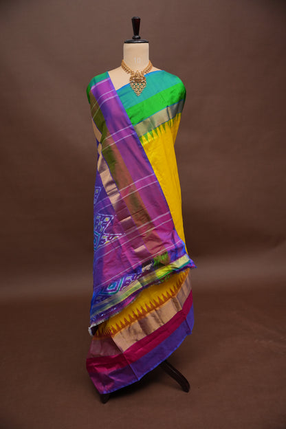 Pure Ikkat Soft Silk Saree - Yellow