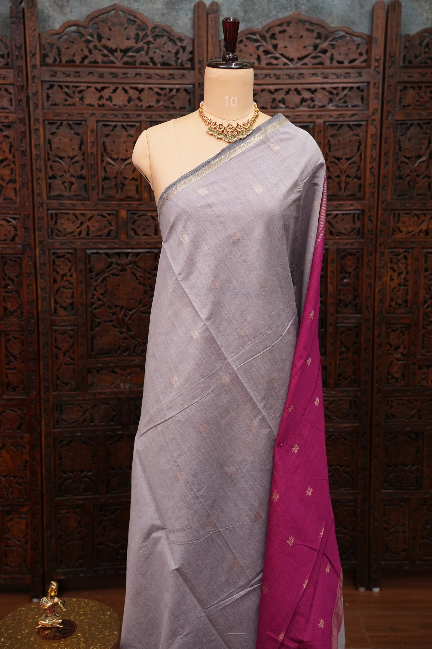 Maheshwari Silk Cotton Saree|Lavender and Pink