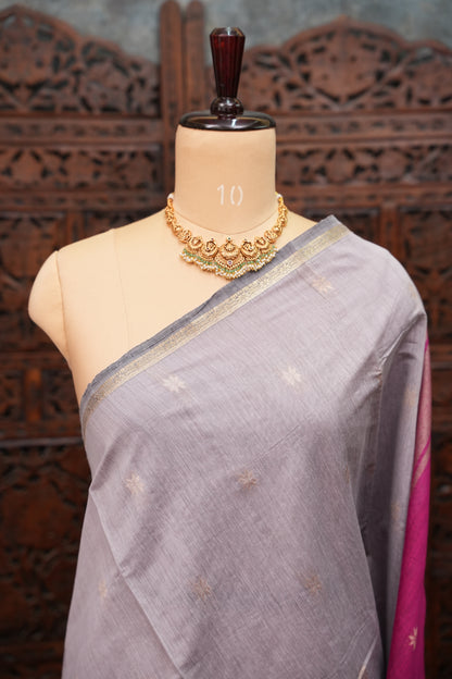 Maheshwari Silk Cotton Saree|Lavender and Pink