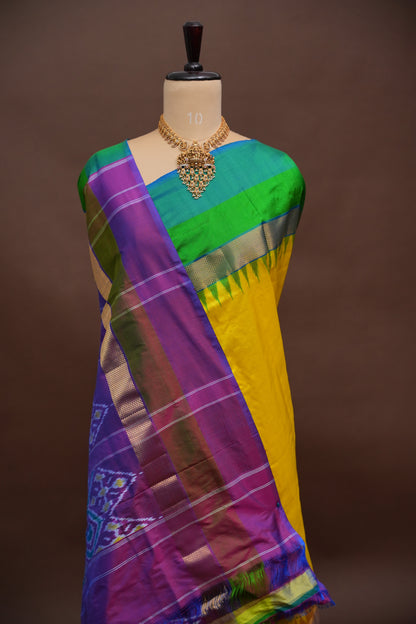 Pure Ikkat Soft Silk Saree - Yellow