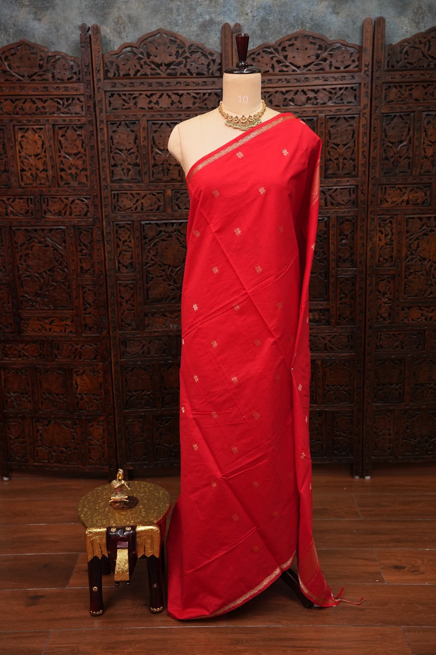 Maheshwari Silk Cotton Saree|Red
