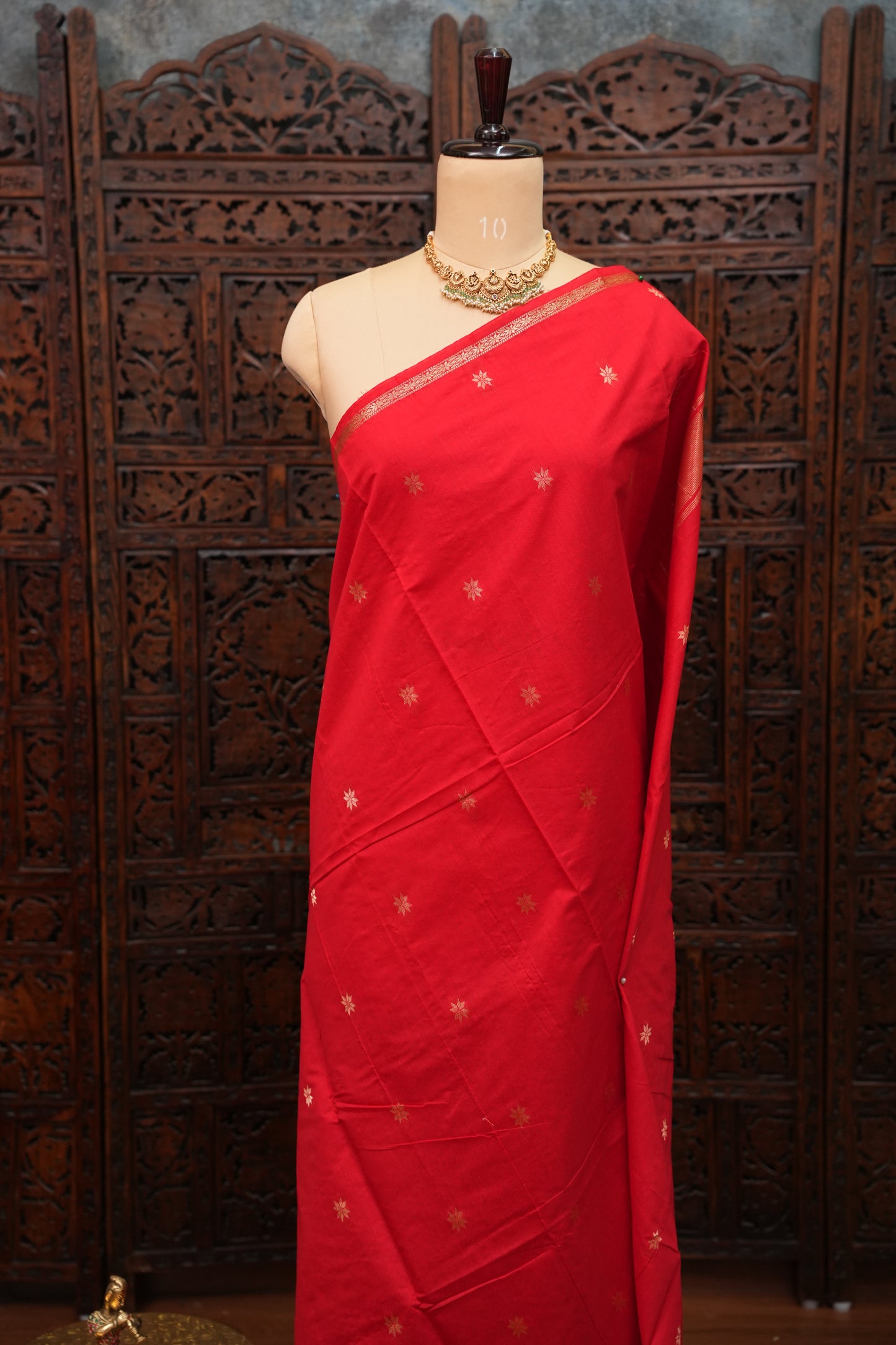 Maheshwari Silk Cotton Saree|Red