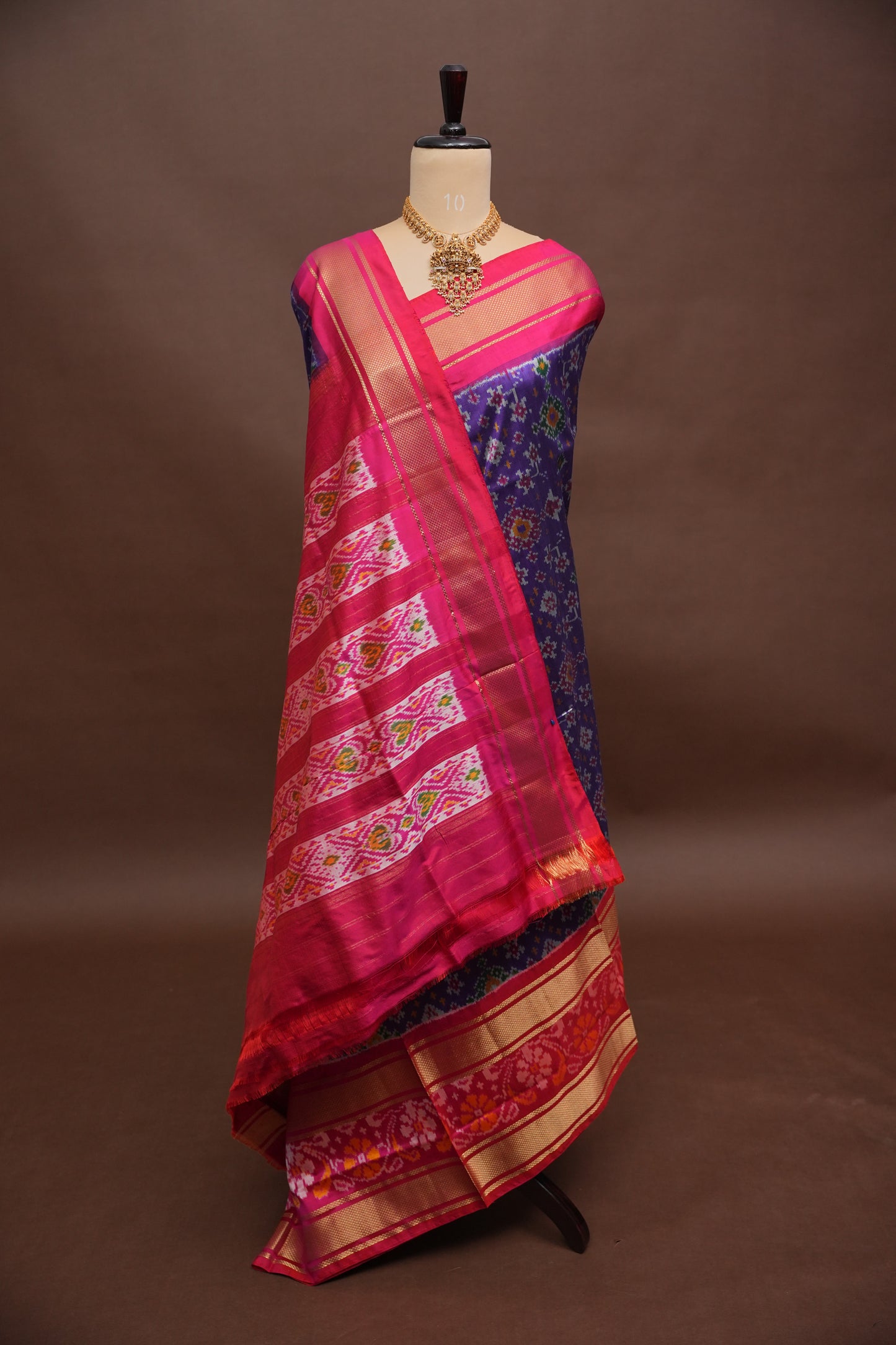Pure Ikkat Soft Silk Saree - Pink & Deep Purple