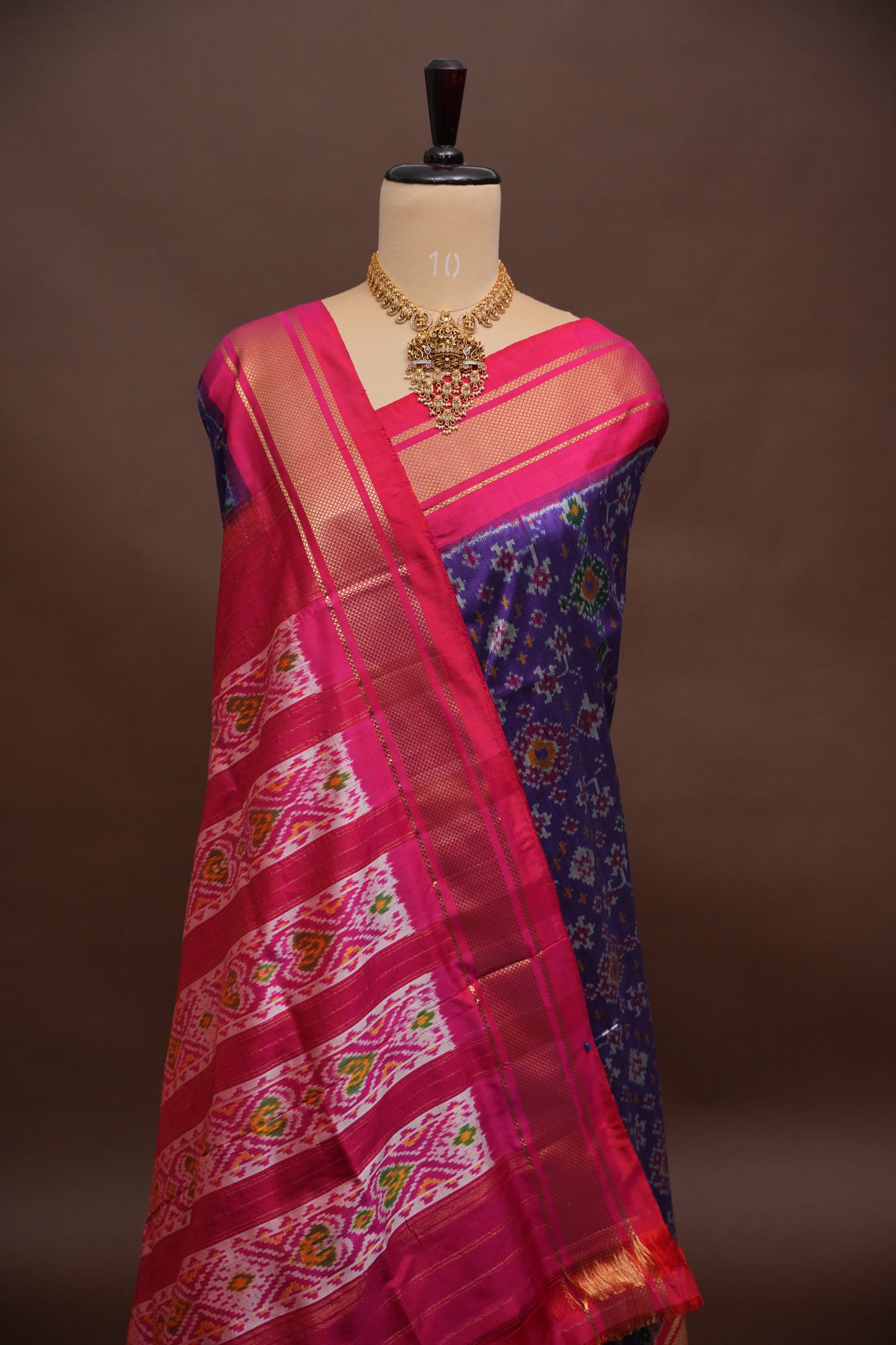 Pure Ikkat Soft Silk Saree - Pink & Deep Purple