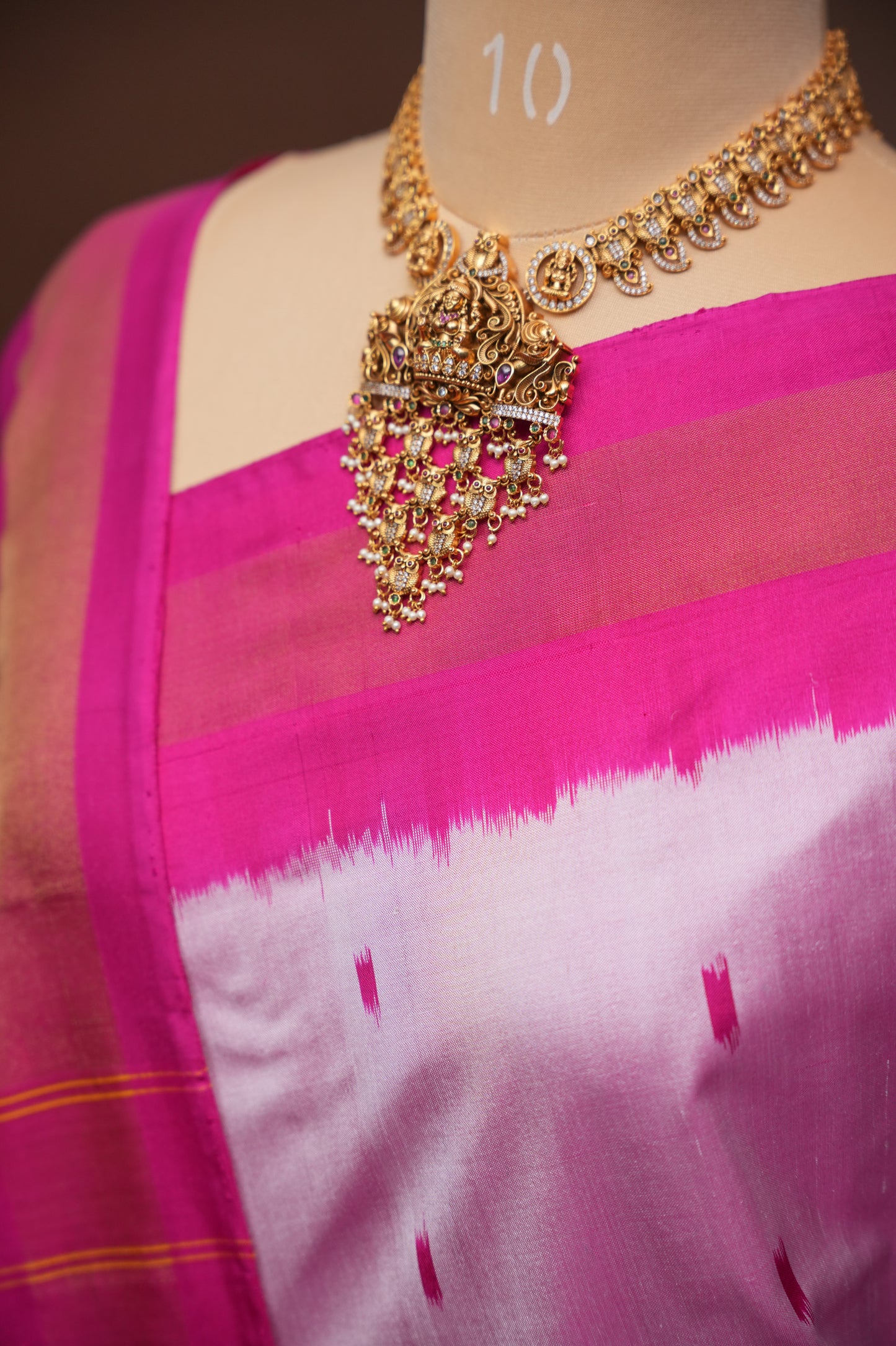 Pure Ikkat Soft Silk Saree - Baby Pink & Rani Pink
