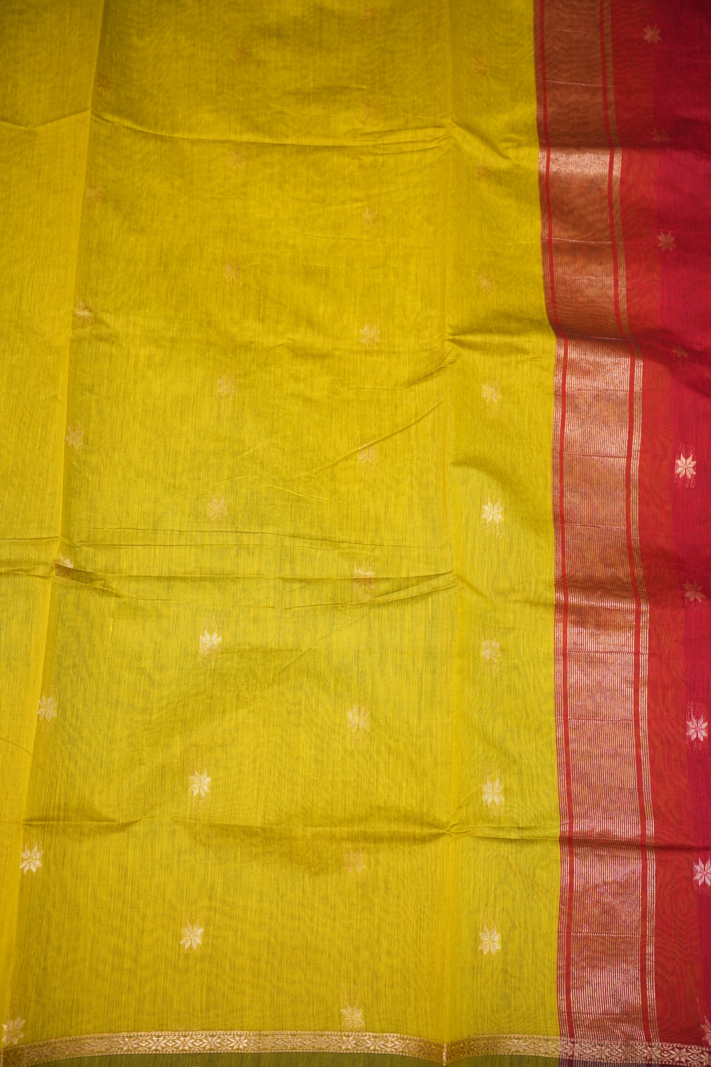 Maheshwari Silk Cotton Saree | Green and Deep red