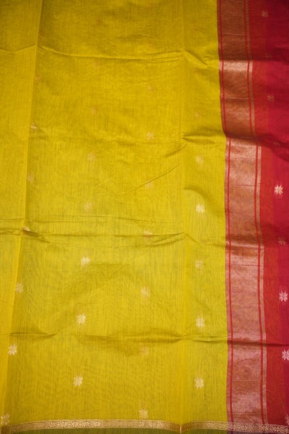 Maheshwari Silk Cotton Saree | Green and Deep red