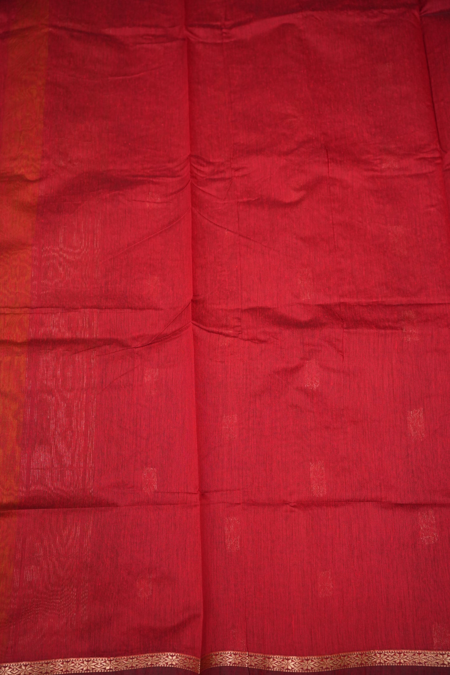 Maheshwari Silk Cotton Saree | Green and Deep red