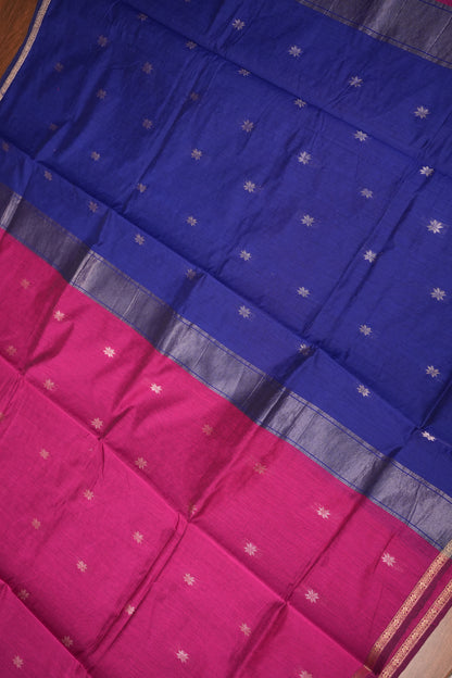 Maheshwari Silk Cotton Saree | Pink and Blue
