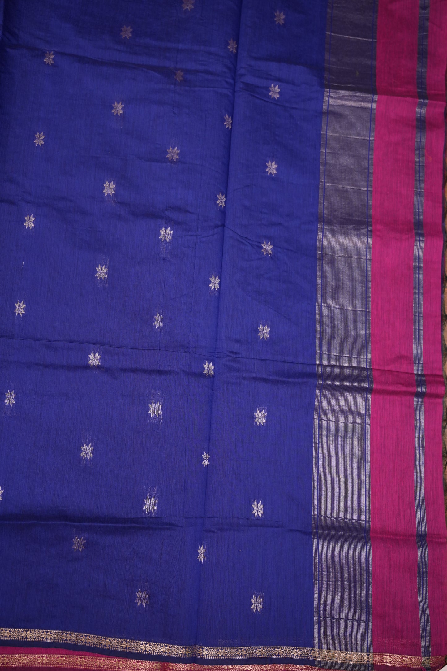 Maheshwari Silk Cotton Saree | Pink and Blue