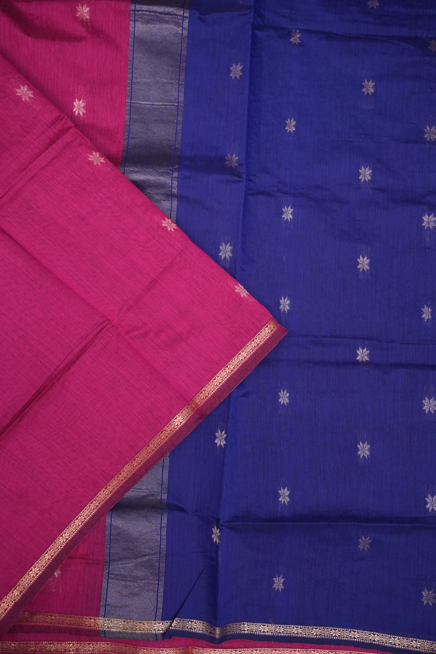 Maheshwari Silk Cotton Saree | Pink and Blue
