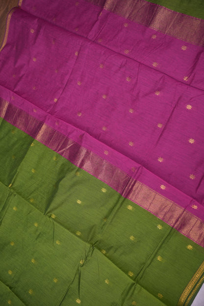 Maheshwari Silk Cotton Saree | Pink and Green