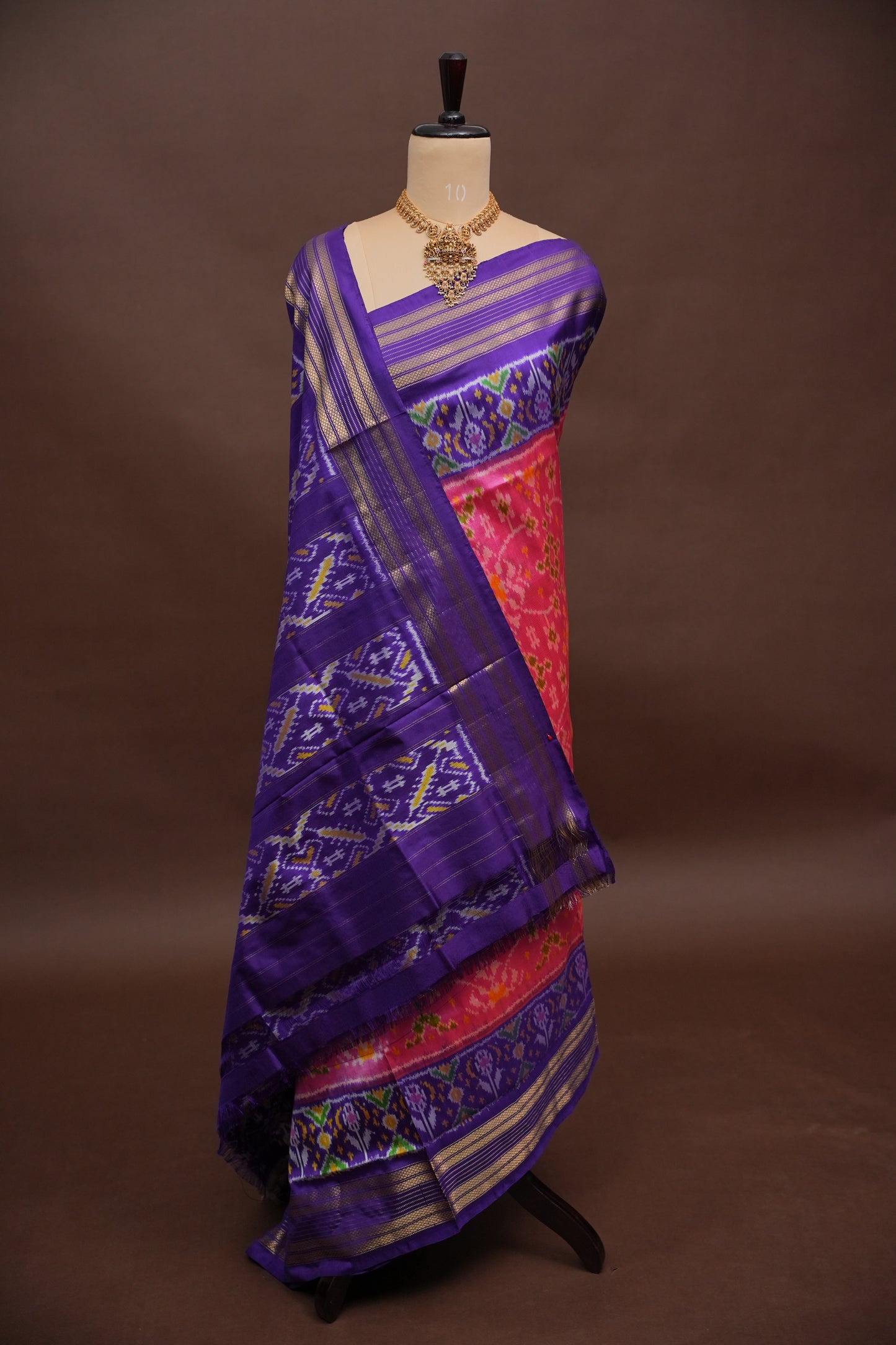 Pure Ikkat Soft Silk Saree - Purple & Pink