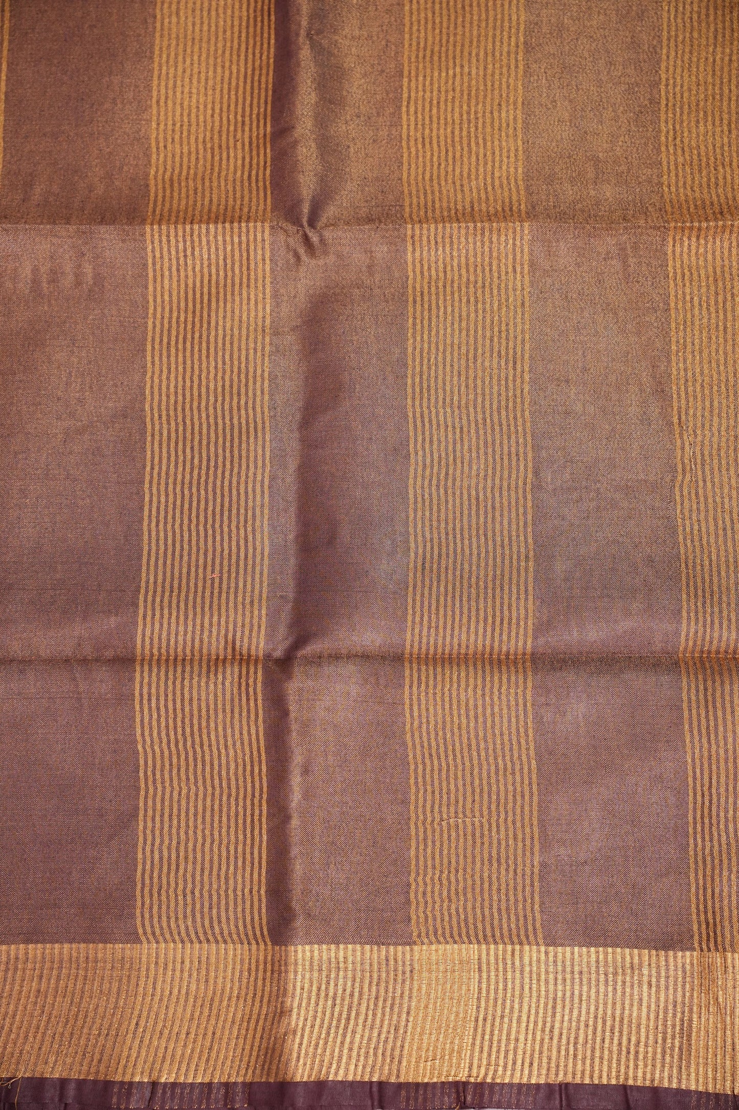 Tissue Linen Silk Saree – Deep Coffee Brown/Wine with Antique Gold Zari Border