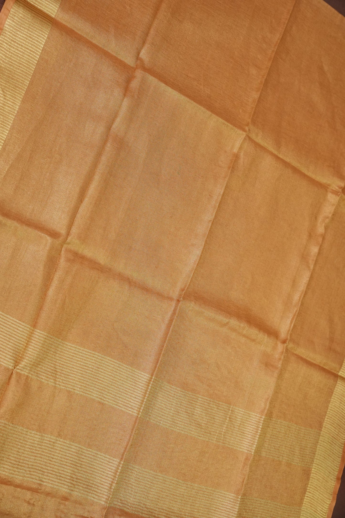 Tissue Linen Silk Saree – Honey Gold with Classic Zari Border