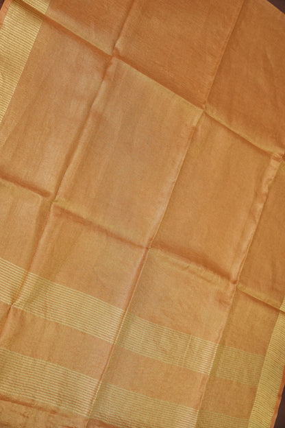 Tissue Linen Silk Saree – Honey Gold with Classic Zari Border