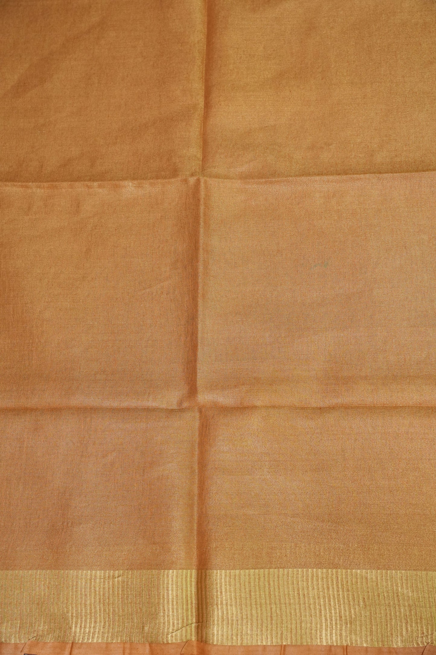 Tissue Linen Silk Saree – Honey Gold with Classic Zari Border