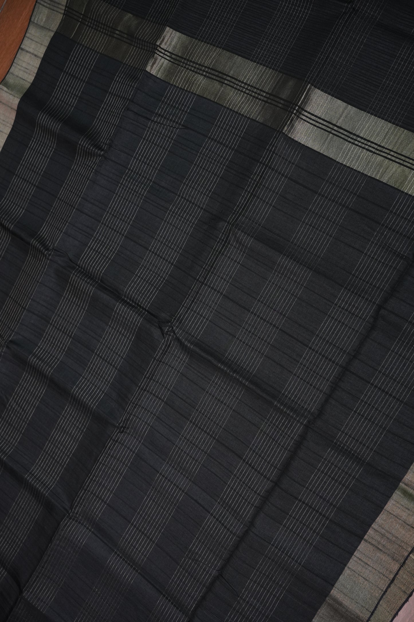 Semi Tussar Linen Silk Saree – Black