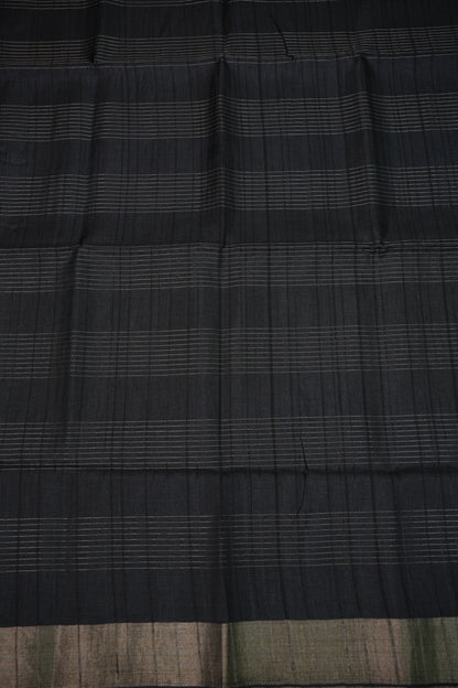 Semi Tussar Linen Silk Saree – Black