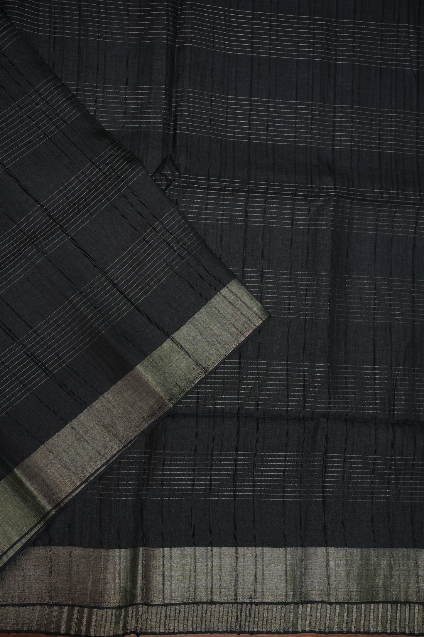 Semi Tussar Linen Silk Saree – Black