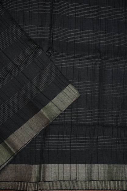 Semi Tussar Linen Silk Saree – Black