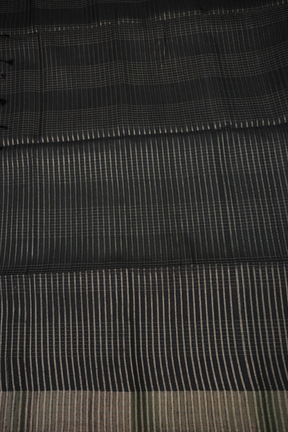 Semi Tussar Linen Silk Saree – Black