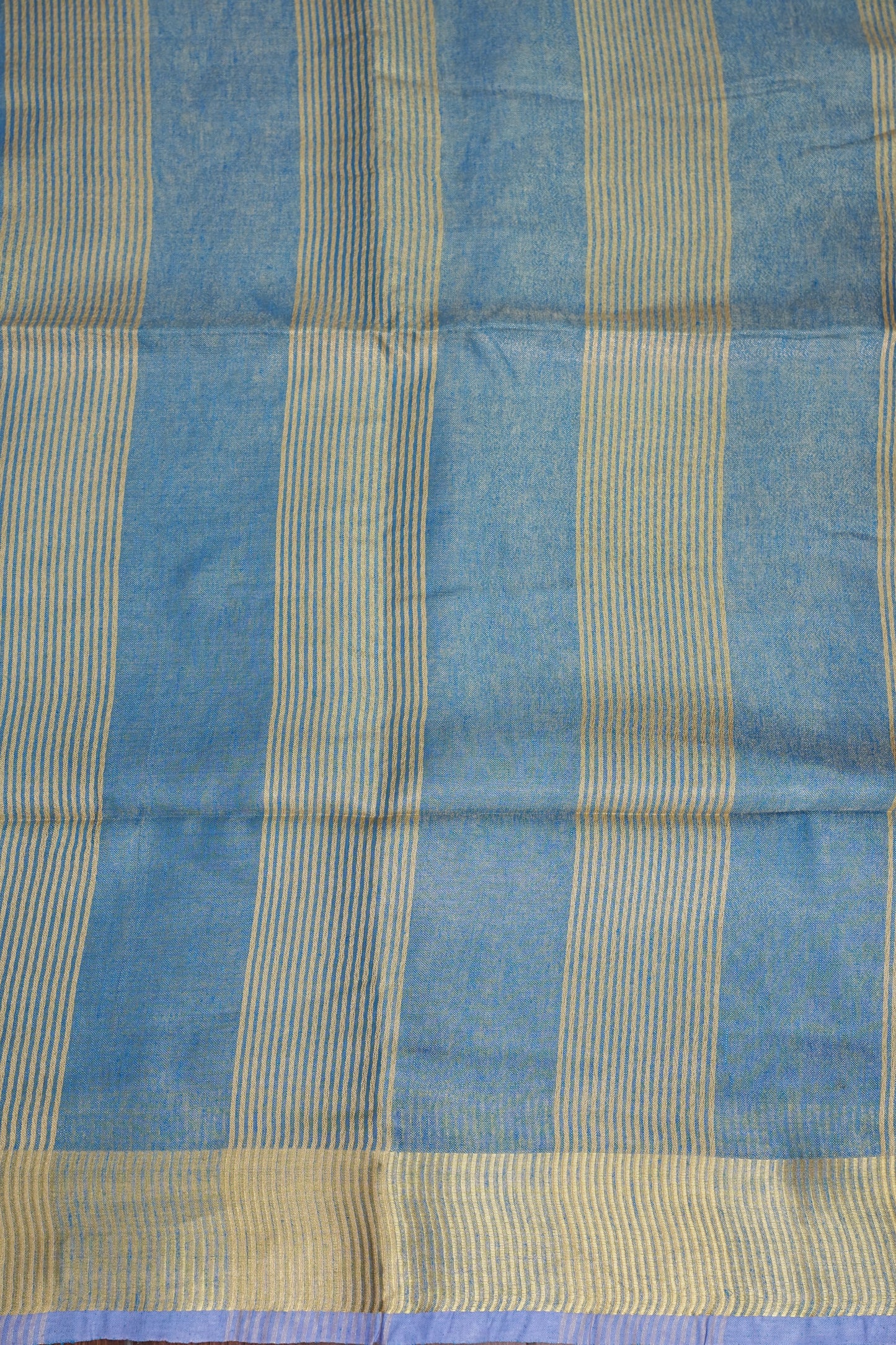 Tissue Linen Silk Saree – Powder Blue with Subtle Gold Zari Border