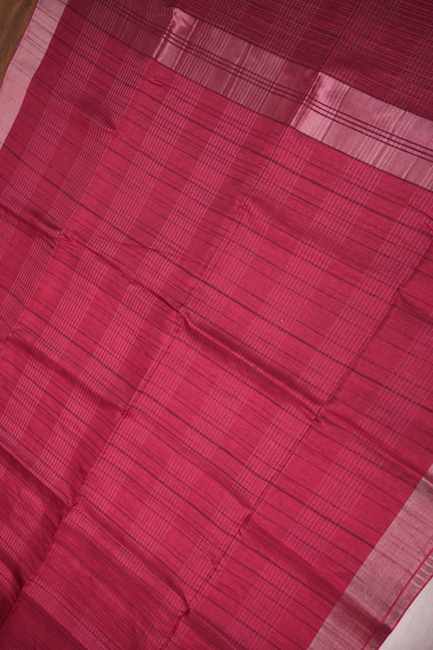 Semi Tussar Linen Silk Saree – Dark Pink