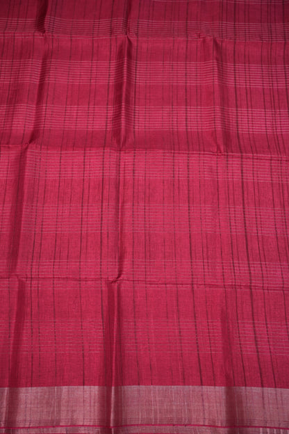 Semi Tussar Linen Silk Saree – Dark Pink