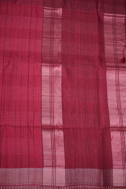 Semi Tussar Linen Silk Saree – Dark Pink