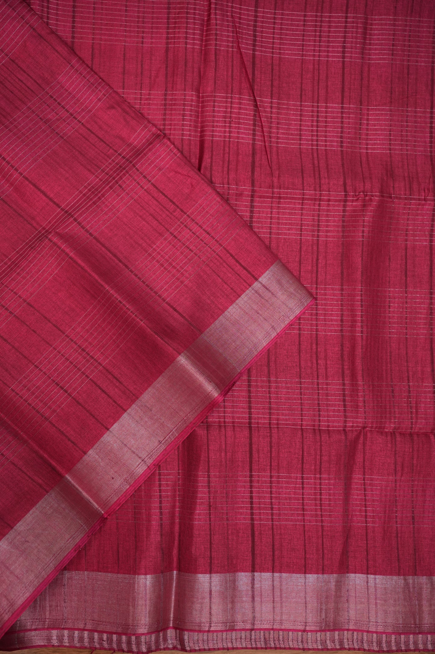 Semi Tussar Linen Silk Saree – Dark Pink