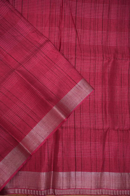 Semi Tussar Linen Silk Saree – Dark Pink