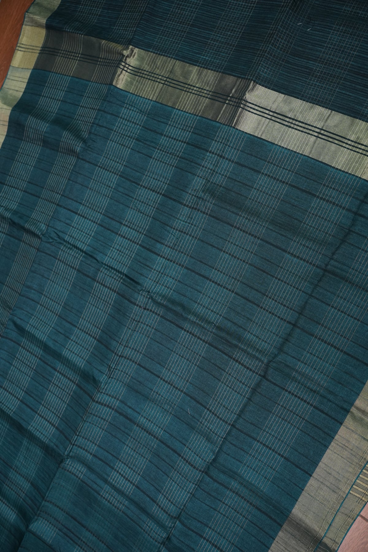 Semi Tussar Linen Silk Saree – Teal