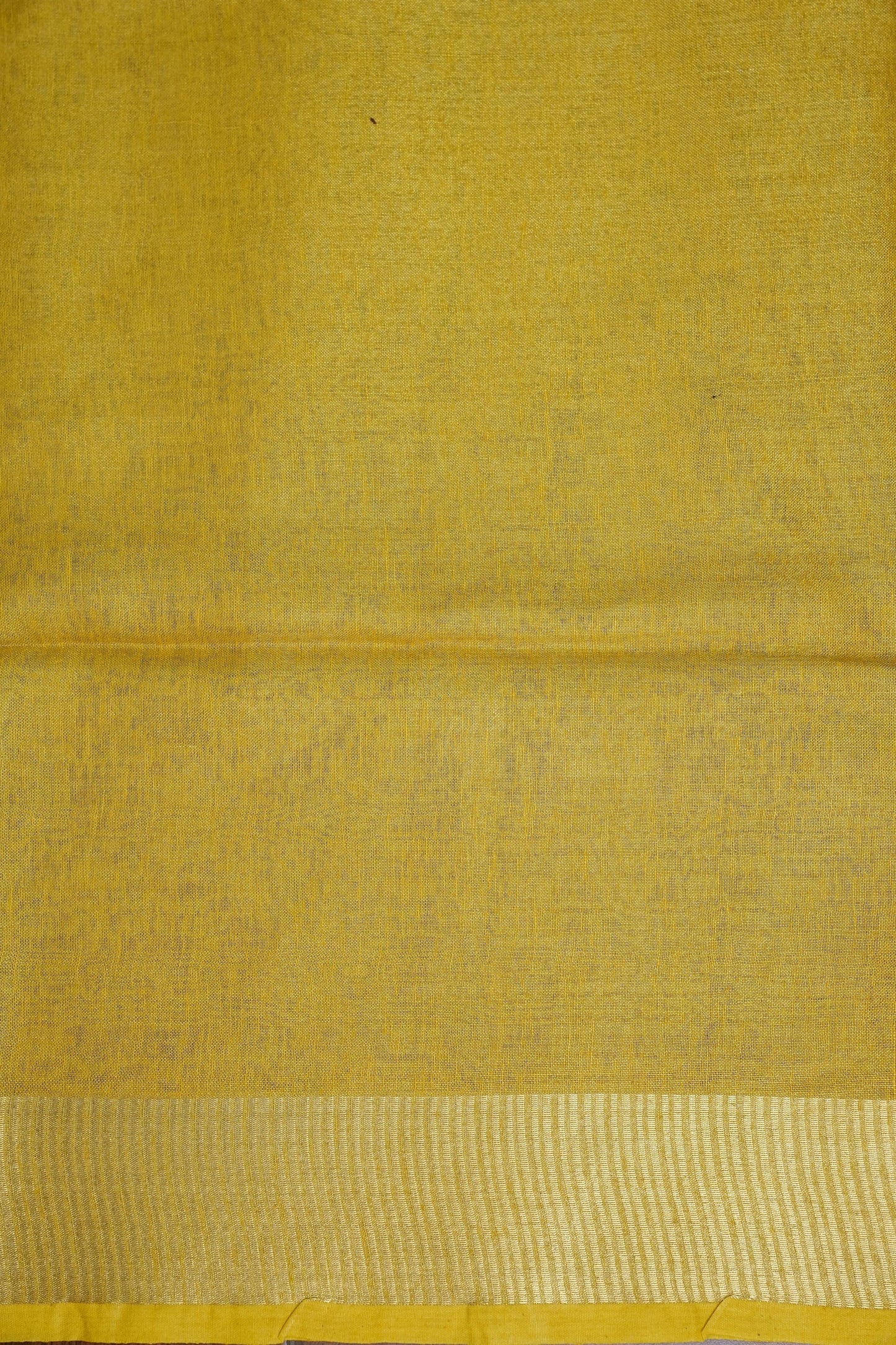 Tissue Linen Silk Saree – Sunshine Yellow with Subtle Gold Zari Border