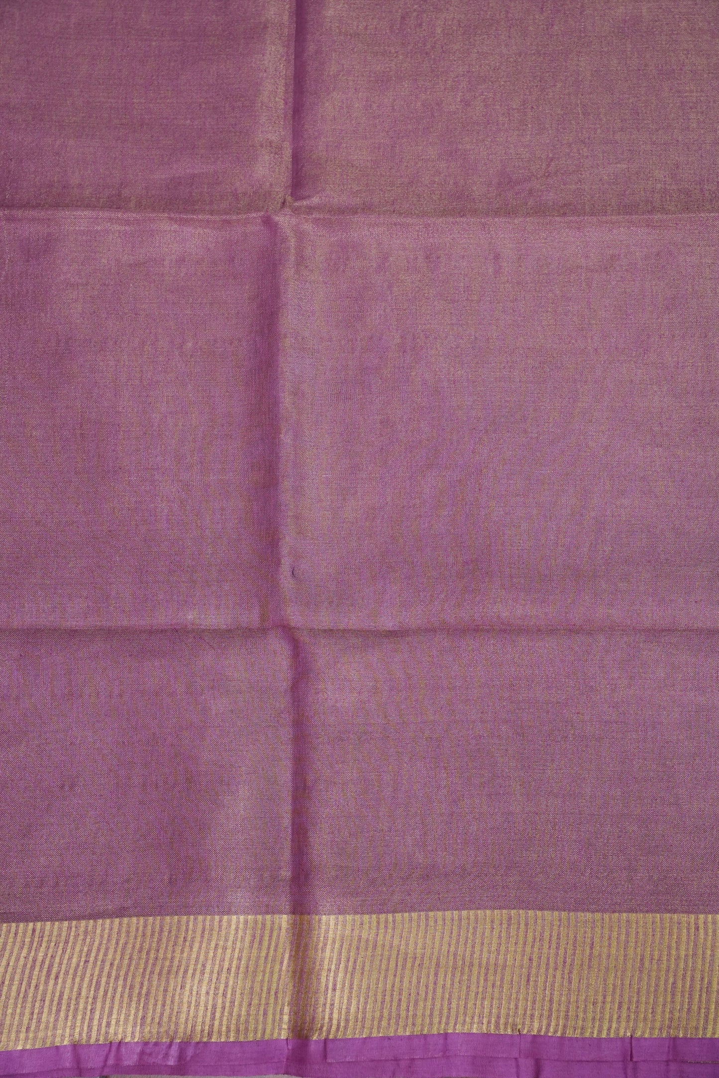 Tissue Linen Silk Saree – Soft Mauve Pink with Classic Gold Zari Border