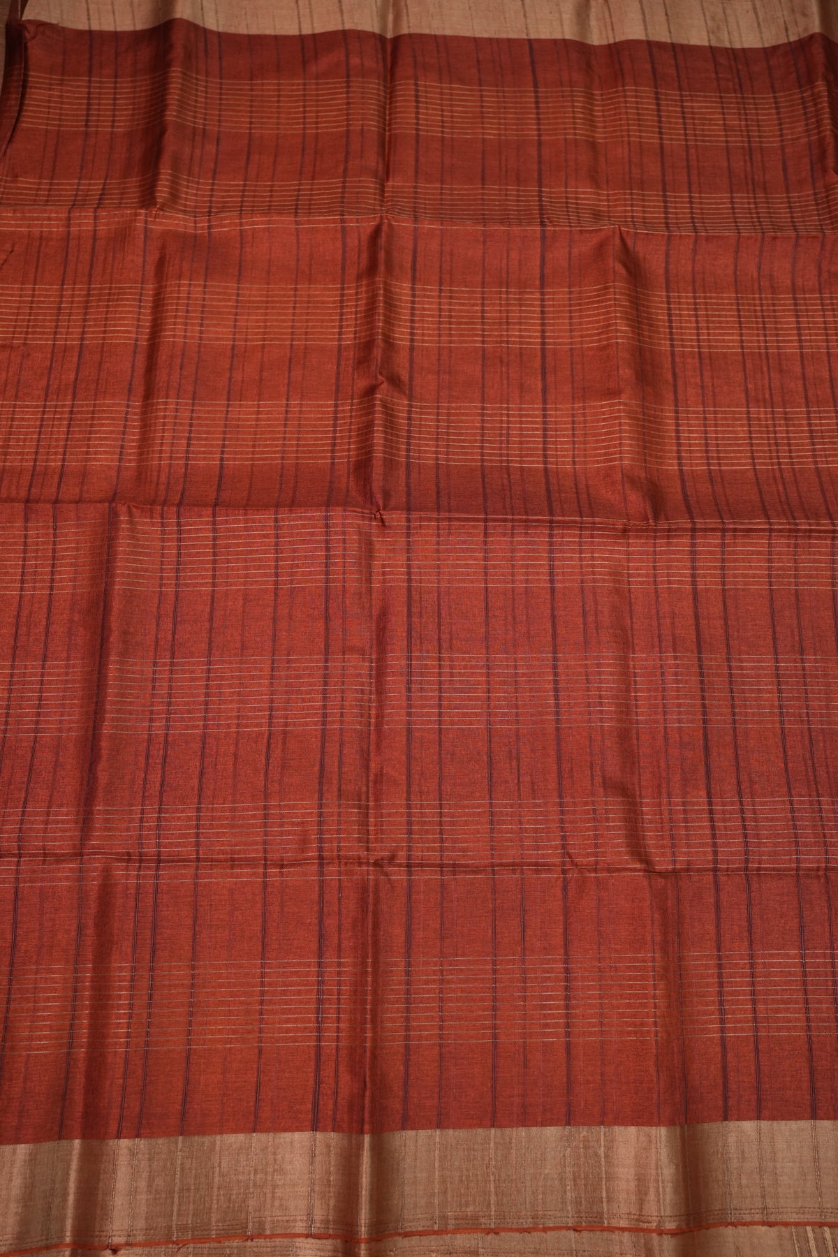 Semi Tussar Linen Silk Saree – Rust Orange