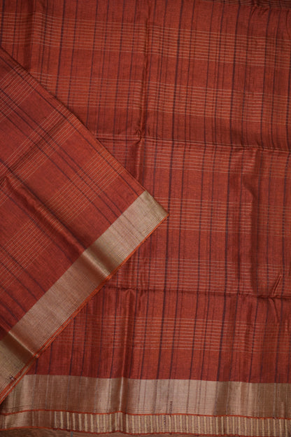 Semi Tussar Linen Silk Saree – Rust Orange