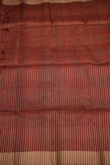 Semi Tussar Linen Silk Saree – Rust Orange