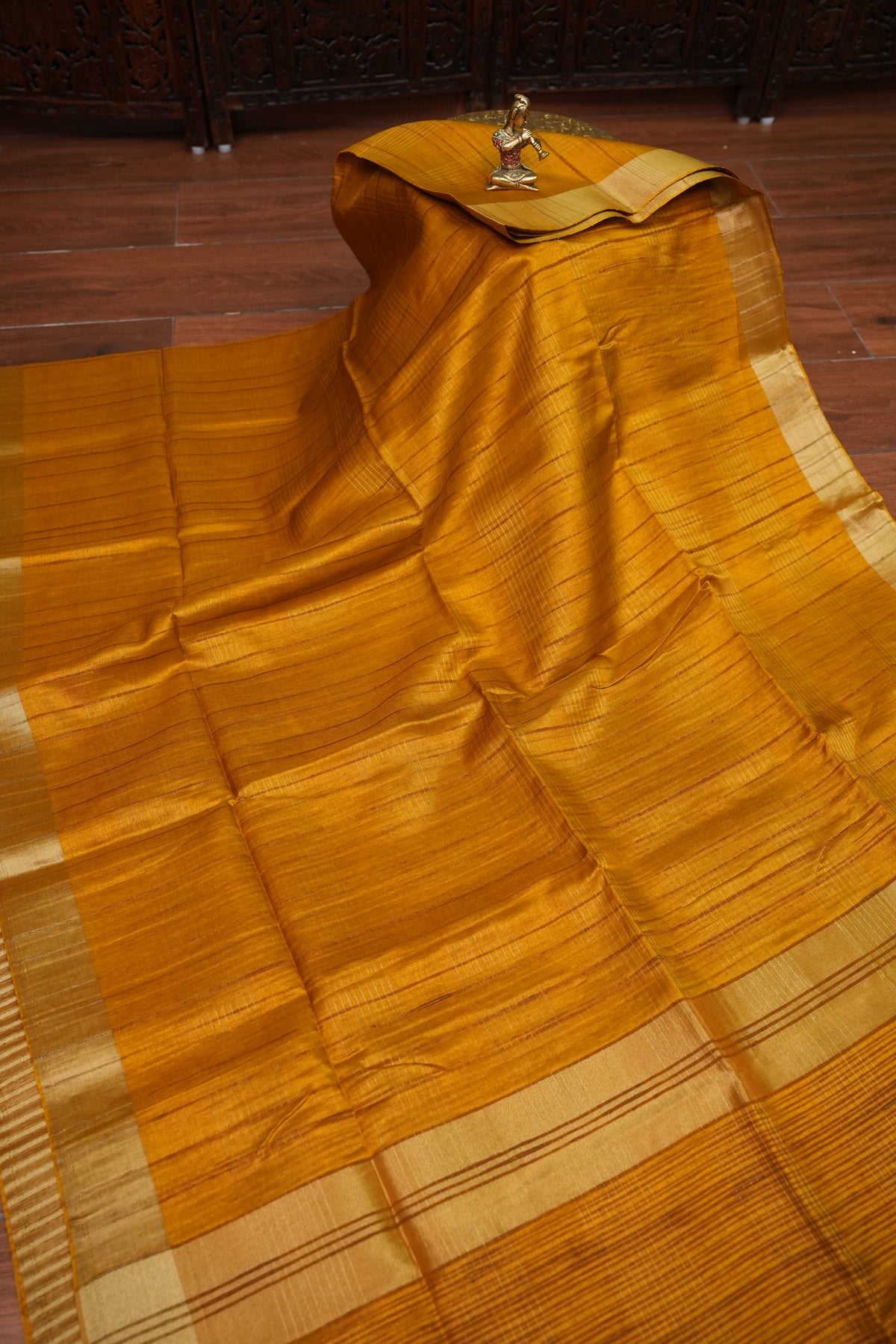 Semi Tussar Linen Silk Saree – Mustard Yellow