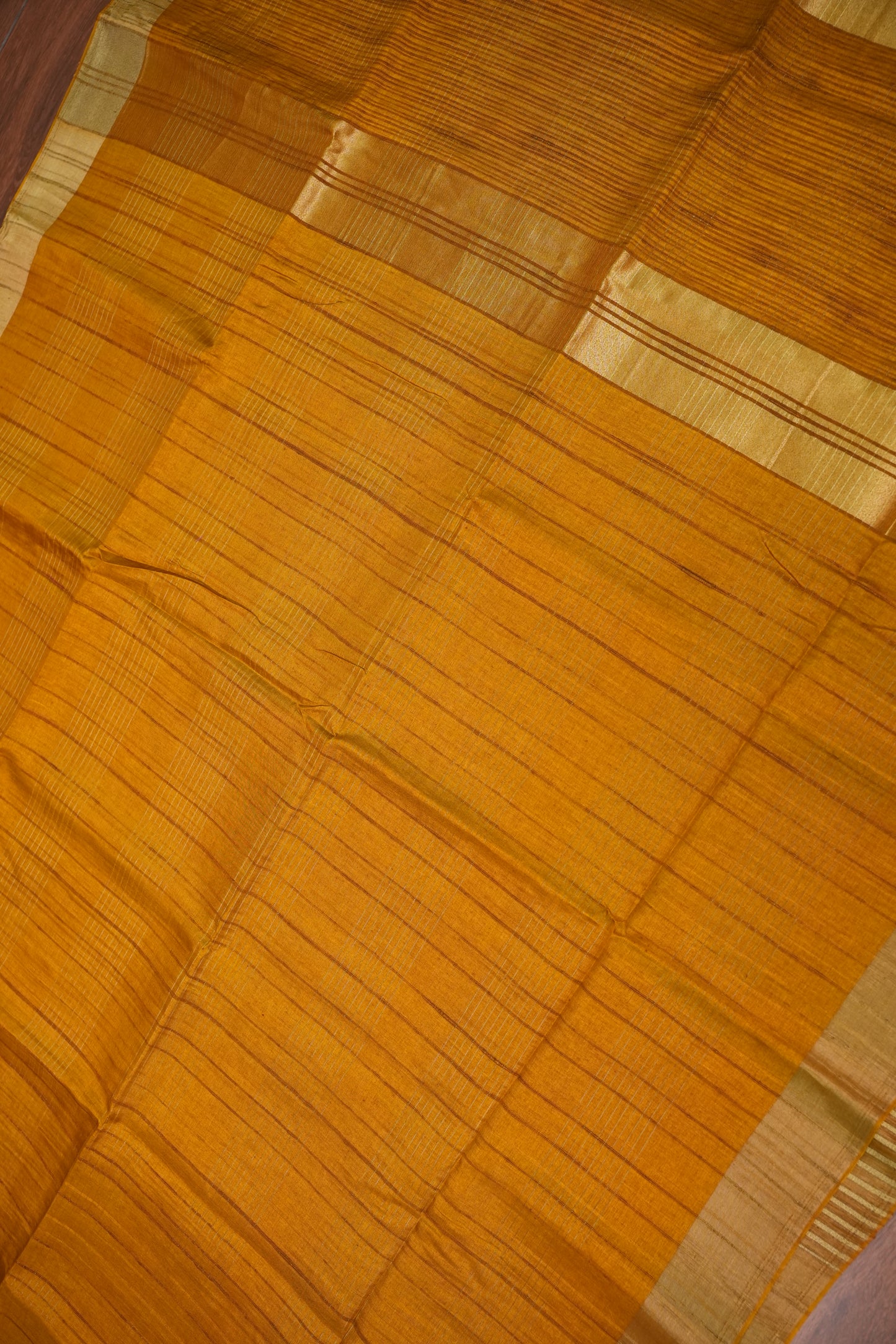Semi Tussar Linen Silk Saree – Mustard Yellow