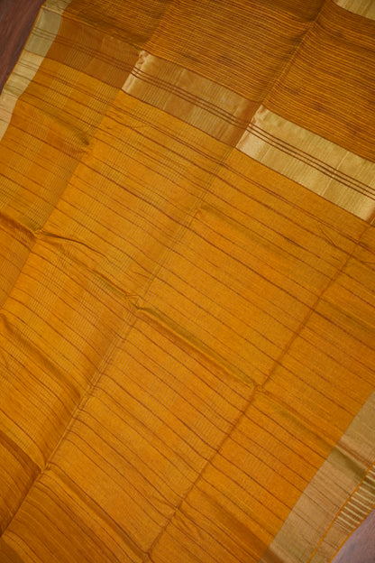 Semi Tussar Linen Silk Saree – Mustard Yellow