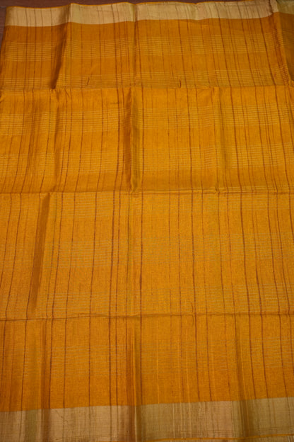 Semi Tussar Linen Silk Saree – Mustard Yellow