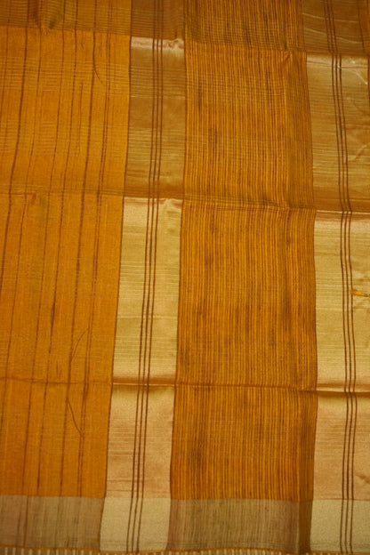 Semi Tussar Linen Silk Saree – Mustard Yellow