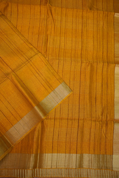 Semi Tussar Linen Silk Saree – Mustard Yellow